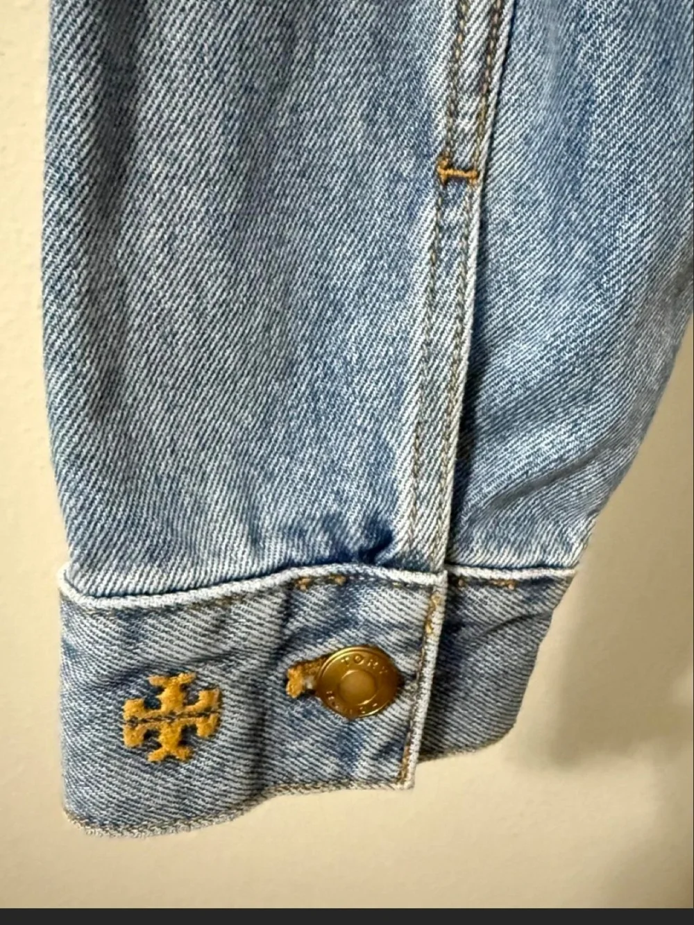 NWT! Tory Burch Light Wash Denim Overalls in Pale Blue with Gold Hardware